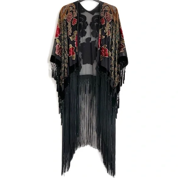 Hand crafted Boho Peacock Tassel Fringe Kimono - Picture 6 of 14